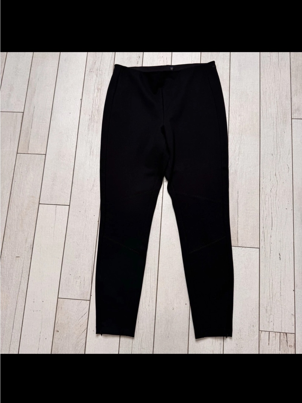 $125 Polo RALPH LAUREN Womens 12 BLACK Ponte STRETCH PANTS Ankle Zip LEGGINGS